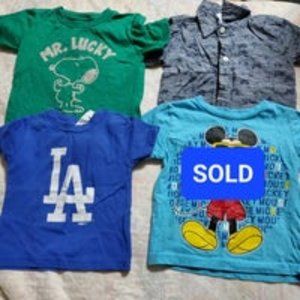 18 month baby boy shirts (5) and pants (5) and matching sets (3)